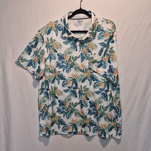 IZOD Saltwater Floral Hawaiian  Polo Mens XXL Patio Shirt Aloha Island Vibes